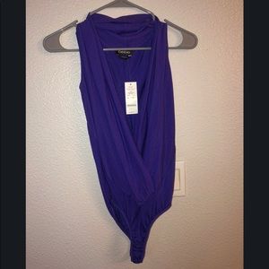 Plunging neckline thong bodysuit